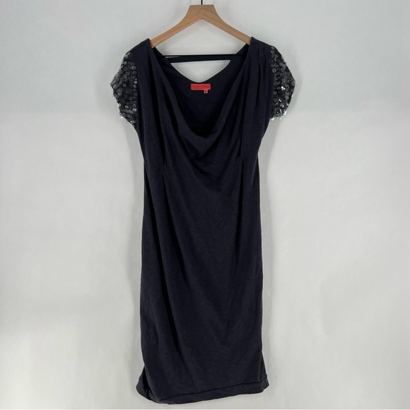 Manila Grace Soft Lightweight Cotton Dolman Sequin‎ Sleeves Cowl Neck Dress - Picture 1 of 14
